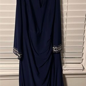 Alex Evenings Navy Dress with Embellished Cuffs